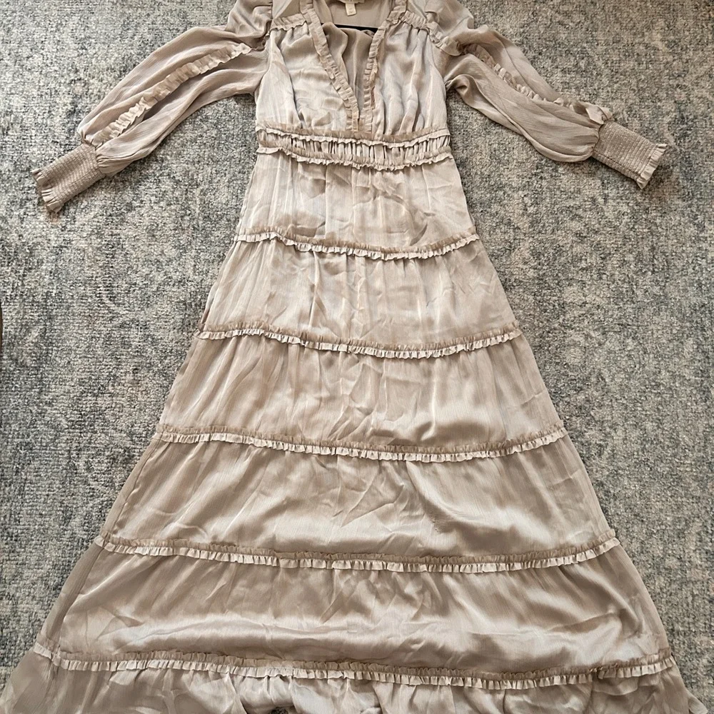 Chelsea & Violet Beige Tiered Ruffle Maxi Dress - Picture 1 of 6